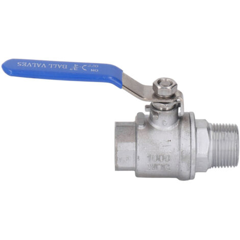 Robinet à bille en acier inoxydable 3/4" NPT, étanche pour fluides eau/huile/gaz, raccord femelle-mâle fileté