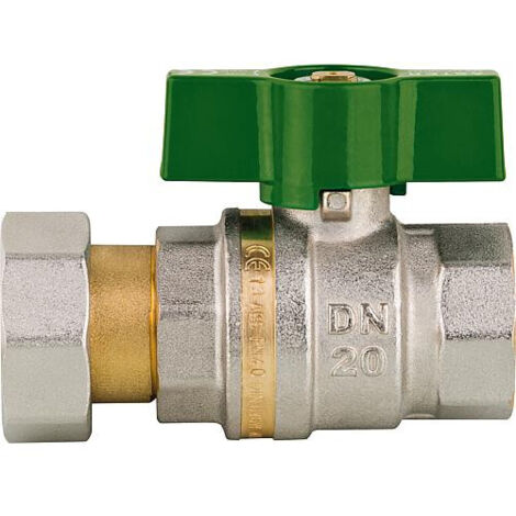 Robinet a bille en laiton Aster ACS fem/ecrou,DN20(3/4")xDN25(1") controle DVGW, papillon