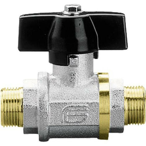 Robinet à bille en laiton filetage male/male 3/8" avec poignée papillon aluminium