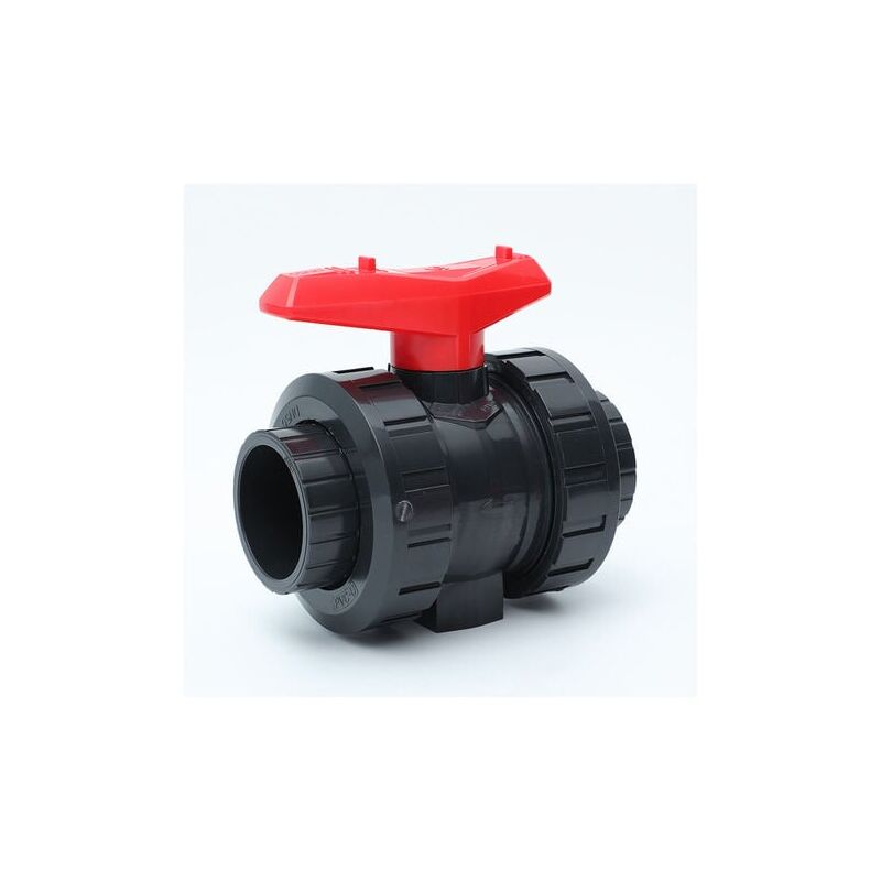 SNQ - Robinet à bille en pvc i 50mm i 1 1/2 pour manchons à coller et raccords i Robinet d'arrêt i Raccord de tuyau en pvc i Vanne à bille pour la