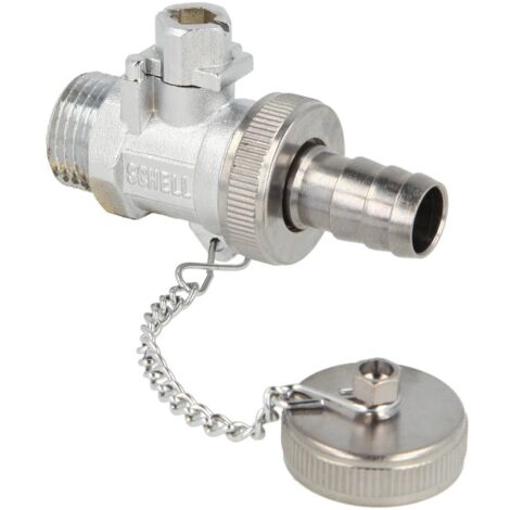 Robinet à bille F+E SCHELL 1/2’’ nickelé avec bouchon mat chromé