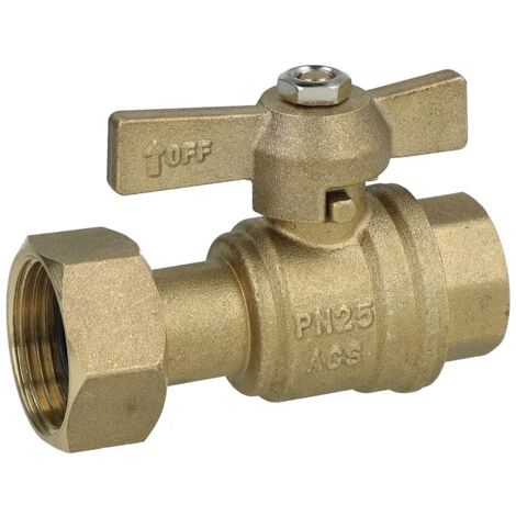 Robinet à bille pour compteur d'eau droit avec 1/2'' FF et écrou à chapeau 3/4''