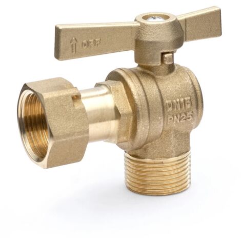 Robinet à bille pour compteur d'eau équerre avec 1/2'' FM et écrou à chapeau 3/4''