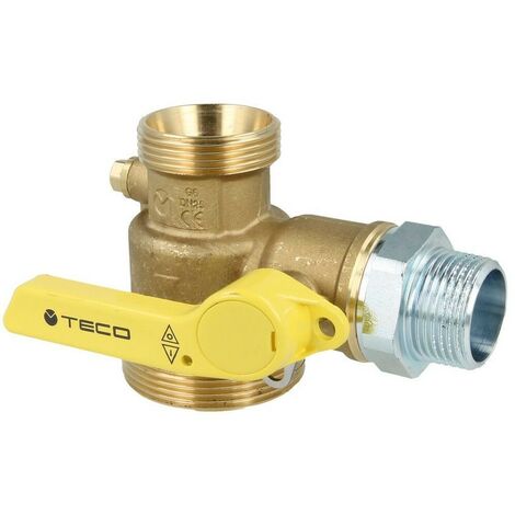 Robinet à bille pour compteur gaz équerre avec contrôleur débit gaz 6,0