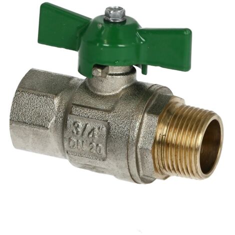 Robinet à bille pour eau potable 3/4'' FF/FM avec poignée papillon