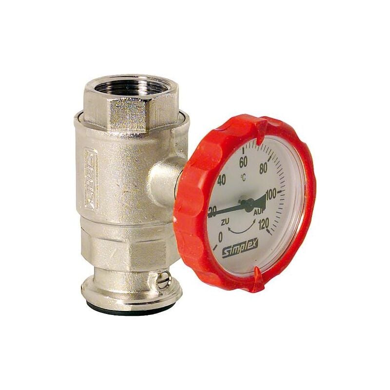 Robinet a bois sph de pompe avec frein thermometre integre ø 63mm type s , rond 11/4' ---rouge---'