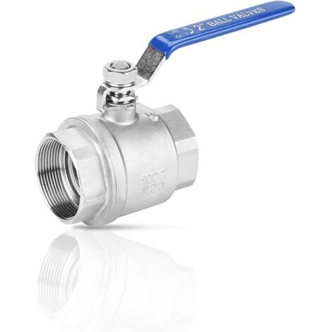 Robinet à Boisseau Sphérique DN50 2", Vanne à Sphère à Deux Voies en Acier Inoxydable 304 1000 WOG