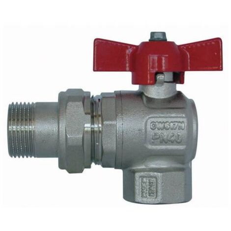 Robinet à boisseau sphérique en laiton chromé en équerre male / femelle 3/4''
