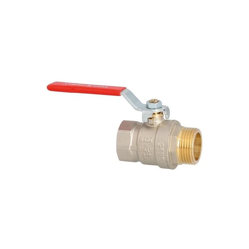 Robinet à boisseau sphérique en laiton DN25 (1') ff/fe avec levier manuel en acier rouge PN45