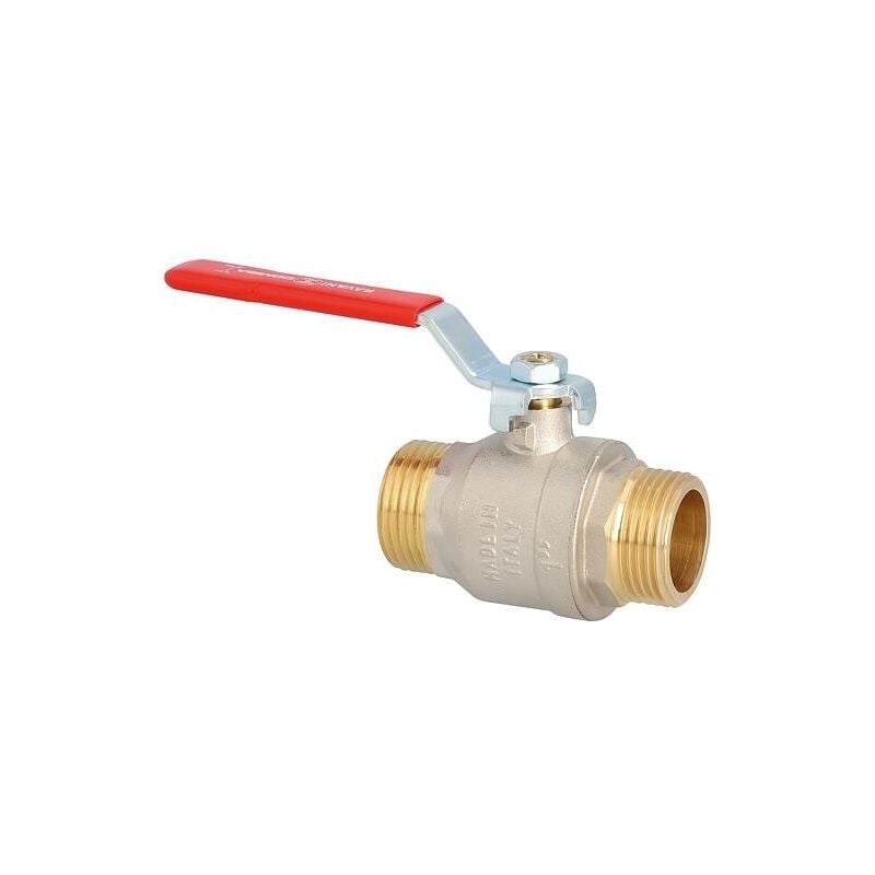 Robinet à boisseau sphérique en laiton DN32 (1 1/4')AG/AG avec levier manuel en acier rouge PN45