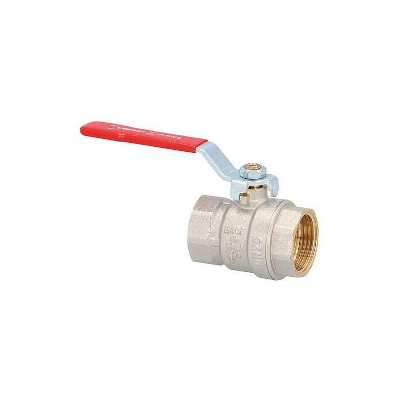 Banyo - Robinet a boisseau spherique laiton DN50 (2') fem/fem avec levier man. acier rouge, PN25