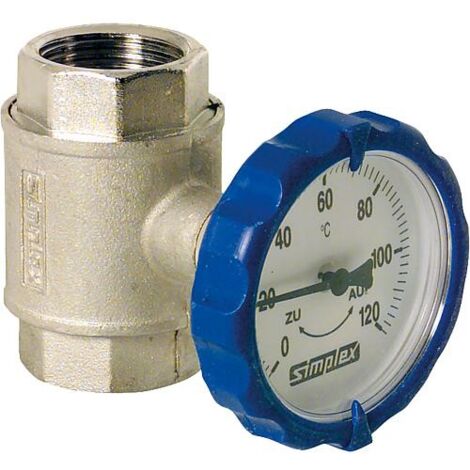 Robinet a boisseau spherique Type M thermometre integre Ø 63mm rond 1 1/4" ---bleu---"