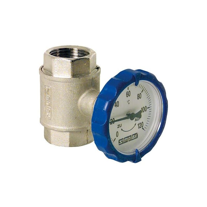 Robinet a boisseau spherique Type m thermometre integre ø 63mm rond 1 1/4' ---bleu---'