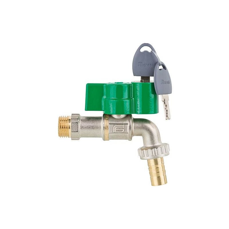 Robinet a boisseau spherique Viva avec poignee a ailettes, serrure et cle en alu, PN40, DN15 1/2'