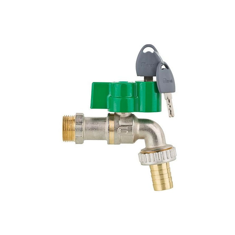 Robinet a boisseau spherique Viva avec poignee a ailettes, serrure et cle en alu, PN40, DN20 3/42