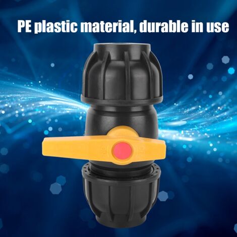 Robinet à Boule PE pour Connexion de Tuyau d'eau - Noir, 50mm Diamètre, Haute Qualité, Résistant et Durable pour PPR/PE/PVC