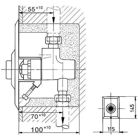 Robinet à bouton poussoir Benkiser intérieur - complet pour installation UP 6012009