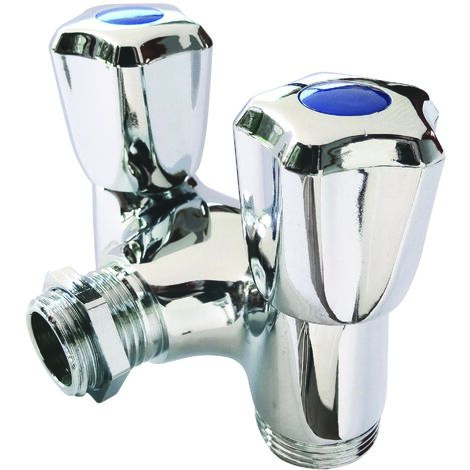 Robinet à clapet double sorties pour machine à laver - M1/2" - Sorties M3/4