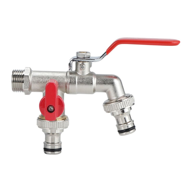 Lntyq - Robinet à double sortie avec adaptateur pour machine à laver - Robinet de jardin extérieur, robinet antigel -10 ℃, résistance aux hautes