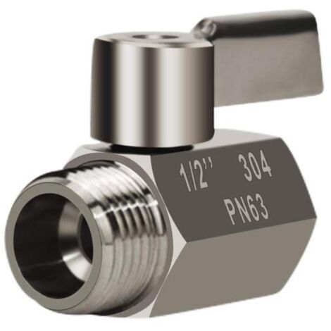 Robinet à globe en acier inoxydable avec poignée en acier inoxydable, vanne à bille en acier inoxydable 304 (filetage femelle x mâle 1/2 po), régulateur fileté NPT, vanne de contrôle de débit d'eau ch