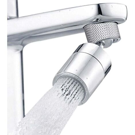 Robinet à jet d'eau pivotant à grand angle de 80° avec double fonction pour cuisine et salle de bain - Chrome poli