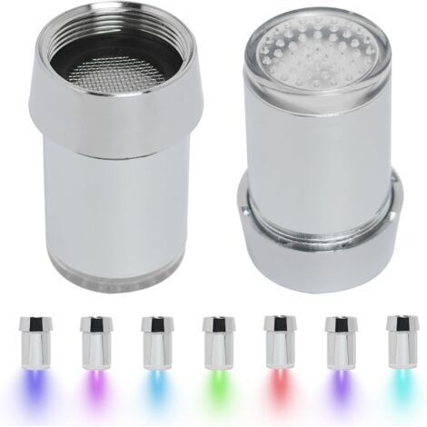 Robinet à LED Change de Couleur, 2 Pièces à Capteur Avec 7 Couleurs, Accessoires de Courant d'Eau pour Restaurants, Salles de Bain, Cuisine