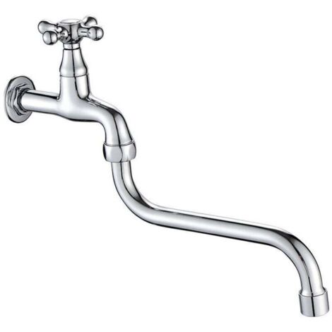 Robinet à ouverture rapide à galvanoplastie allongée à double courbure Laiton épaissi interrupteur à vis croisée salle de bains balcon cuisine ménage