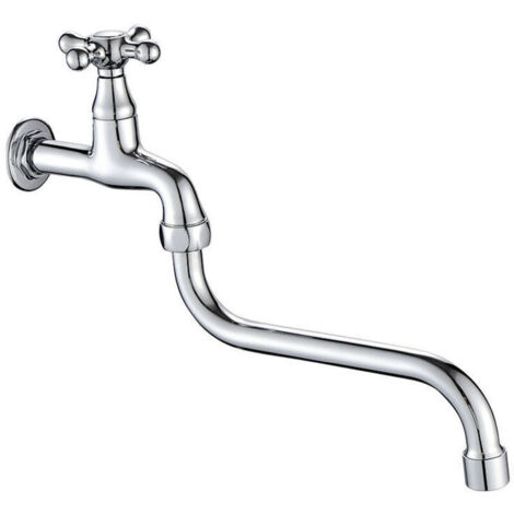 Robinet à ouverture rapide à galvanoplastie allongée à double courbure Laiton épaissi interrupteur à vis croisée salle de bains balcon cuisine ménage