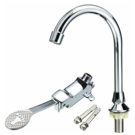 Robinet à pied sanitaire corps de vanne horizontal + sortie d'eau