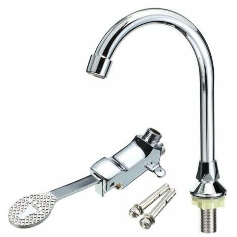 Robinet à pied sanitaire corps de vanne horizontal + sortie d'eau
