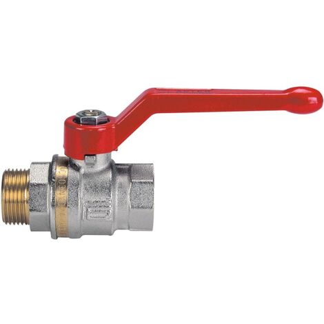robinet à sphère en laiton - mâle / femelle - 1/2 pouces - effebi aster - levier aluminium rouge