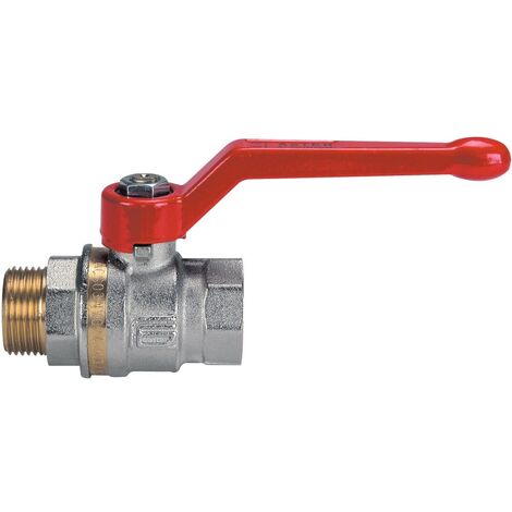 robinet à sphère en laiton - mâle / femelle - 3/8 pouces - effebi aster - levier aluminium rouge