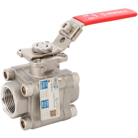 Robinet à tournant sphérique Inox 3 pièces platine ISO5211sécurité feu - montage direct à visser FF 3/4" (20/27) - Sferaco