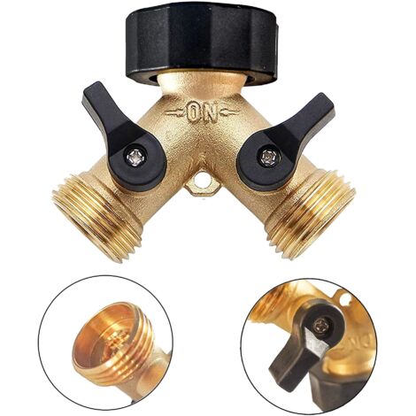 Robinet à tournant sphérique laiton 2 et 3 voies pour jardin, vanne de dérivation Y robuste pour système d'arrosage et lavage