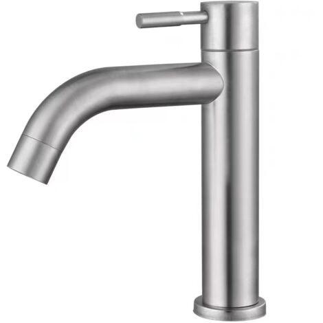 Robinet, Acier Inoxydable Brossé Simple Robinet Froid Lavabo Robinet Eau Type Clé Robinet Accessoire de Salle de Bains pour la Maison Cuisine Salle de Bains(Robinet froid simple de cylindre),LAOA