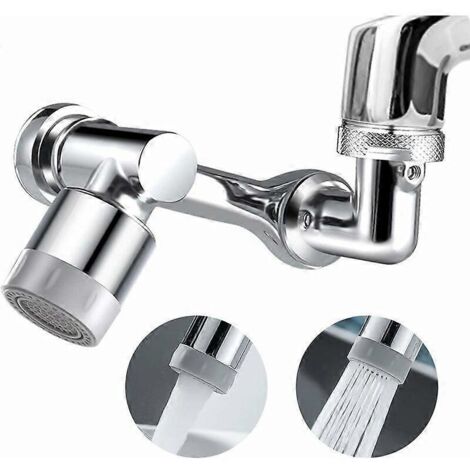 Robinet aérateur pivotant 1080°, douchette de robinet de cuisine avec 2 modes de jet, accessoires de robinet universels en laiton massif, aérateur pour robinet de lavabo de salle de bain