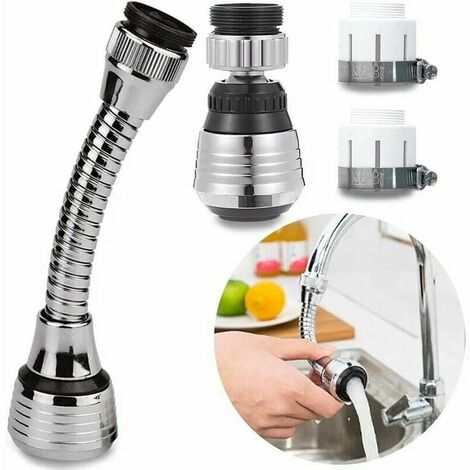 Robinet amovible rotatif de 2 pièces 360 degrés, 2 modes de tête de douche réglable avec filtre pulvérisateur, bulleur de cuisine, robinet de cuisine, extension de robinet de cuisine