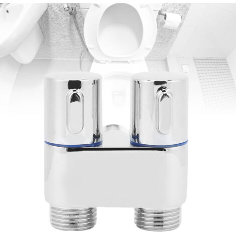 Robinet Angulaire Double Commande G1/2, Robinet Angulaire 1 Entrée 2 Sorties en Cuivre pour Salle de Bain, Toilettes et Balcon