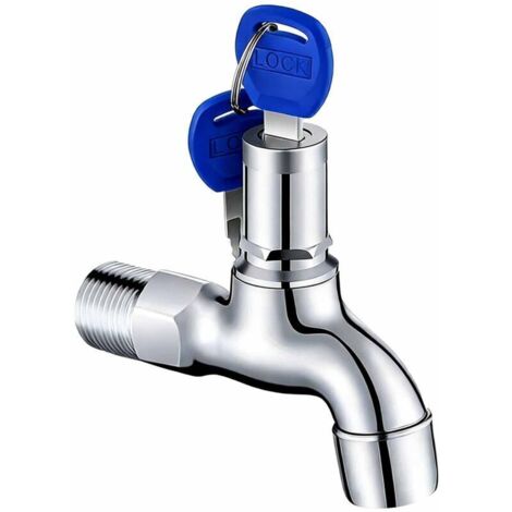 Robinet Antivol Verrouillable en Laiton avec Serrure Clé pour Extérieur, Jardin, Salle de Bain - Robinet d'Évier Sécurisé