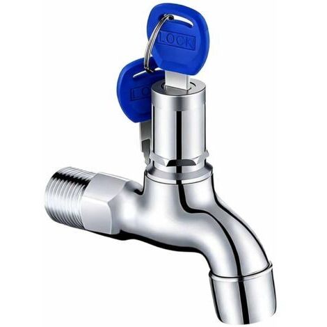 Robinet Antivol Verrouillable en Laiton avec Serrure Clé pour Extérieur, Jardin, Salle de Bain - Robinet d'Évier Sécurisé