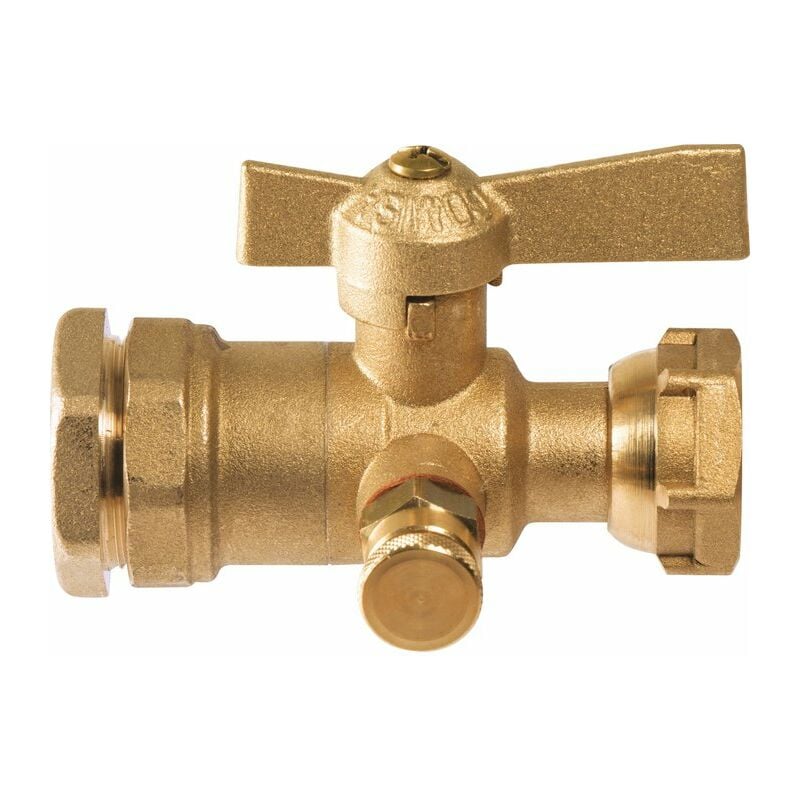 Robinet d'arrêt après compteur d'eau à purge - Ravani - Pour tube pe - Femelle