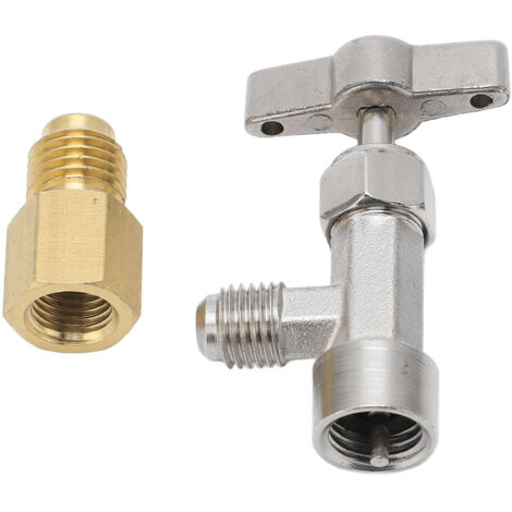 Robinet Auto-Sealing Can Tap pour réfrigérant en acier inoxydable 1/4in & 1/2in avec adaptateur pour système AC automobile