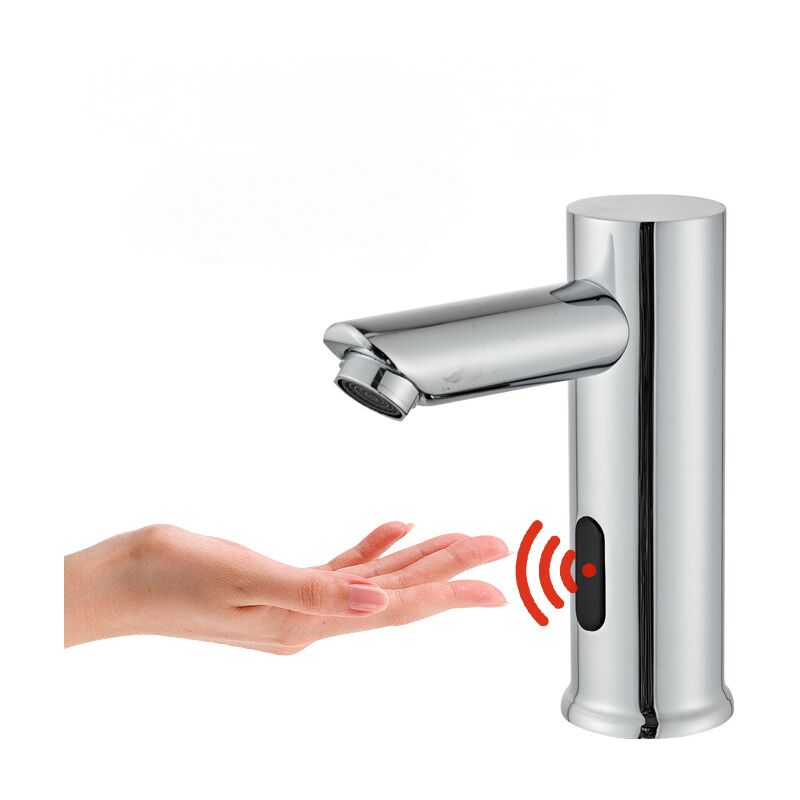 Robinet automatique avec capteur infrarouge, induction, robinetterie de salle de bain, économise de l'eau, lavabo, fonctionne sur batterie, chromé