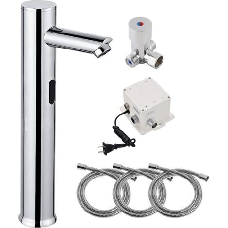 Robinet automatique Robinet à capteur Robinet simple Robinet de lavabo Robinet mitigeur Robinet automatique Alimenté par batterie Simple et pratique Toilettes sans contact Salle de bain Meuble-lavabo