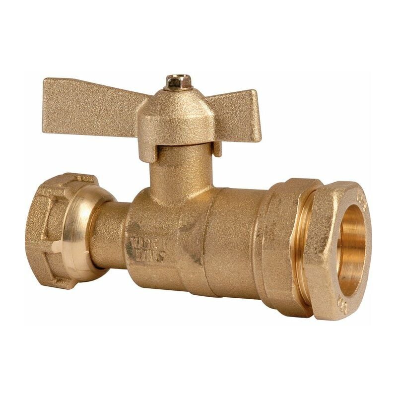 Ecolands - Robinet d'arrêt à boisseau sphérique - f 1' - diamètre 25 mm - Avant et après compteur d'eau - Pour tube pe - Ravani