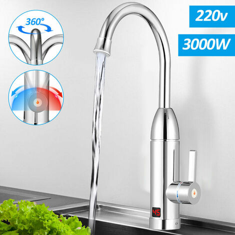 Robinet avec chauffe-eau instantané 3KW, robinet électrique de cuisine avec affichage de température intégré, robinet orientable à 360°