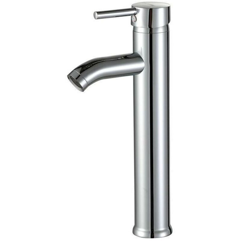 Tigrezy - Robinet avec Haut Robinet pour Lavabo ou Vasque de Salle Bain, Chaude et Froide Réglable de Mitigeur Lavabo, Laiton Chromé (Gris argenté)