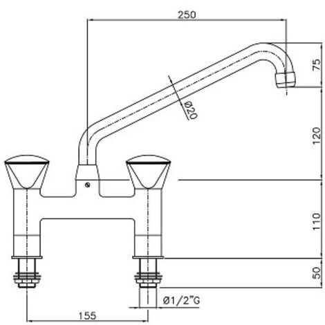Robinet avec mélangeur 2 trous - Combisteel
