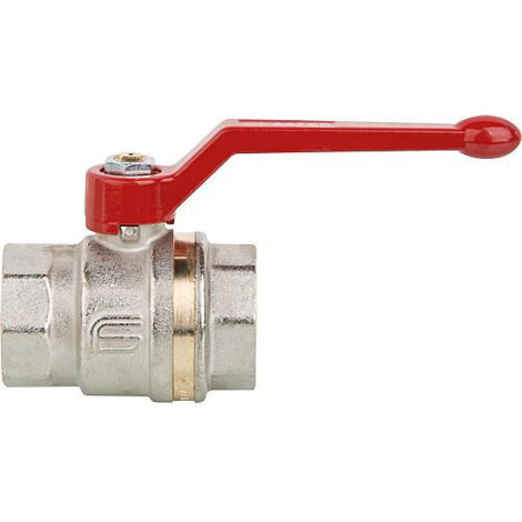 Robinet boisseau sphérique laiton bague FF poignée alu rouge 26x34 PN 40