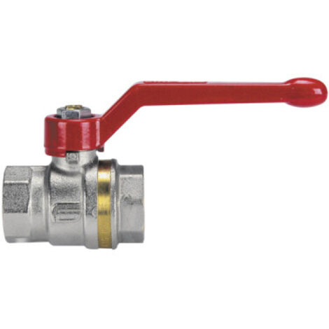Robinet boisseau sphérique laiton bague FF poignée alu rouge 8x13 PN 40